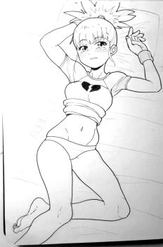 blush digimon digimon_tamers gssaturday hair_ornament hairpin long_hair looking_at_viewer makino_ruki panties ponytail underwear