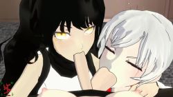 0_0 1futa 2girls 3d animated ball blake_belladonna deepthroat fellatio female_pov futa_with_female futanari highres indoors interior multiple_girls oral penis pov ruby_rose rwby sfmslayer sound testicle_sucking testicles uncensored video weiss_schnee