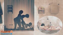 1boy 2girls 3d animated bathroom bathtub breasts cheating_(relationship) cheating_(relationship) doggystyle fellatio from_behind girl_sandwich hanging_breasts koikatsu_(medium) large_breasts mature_female mother_and_daughter multiple_girls netorare nipples nude oral oyakodon_(sex) paizuri penis penis_silhouette sandwiched self-upload sex sex_from_behind shadow silhouette sound sound_effects steam bouncing_breasts uzaki-chan_wa_asobitai! uzaki_hana uzaki_tsuki vaginal video yuukis