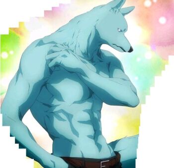 1boy animal animal_ears animal_print anime_screenshot asaka_mari_(kimi_to_koete) furry furry_male hidaka_tsunagu kimi_to_koete_koi_ni_naru rainbow_background stitched third-party_edit