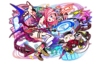 1girl ahoge animal_ear_fluff ankle_boots aqua_eyes artist_request bare_shoulders baseball_cap bat_wings black_shirt black_skirt black_sleeves black_straps blush boots bow braid breasts cel_shading chain clothing_cutout collar collared_jacket collared_shirt colored_shoe_soles crash_fever creature cropped_shirt detached_sleeves drill_hair eyewear_on_head facial_mark fake_claws fleming_(crash_fever) forked_eyebrows frilled_skirt frills full_body game_cg gradient_wings green_eyes hair_between_eyes hair_intakes hair_ornament hairclip hat horns jacket layered_skirt leg_cutout lightning_bolt_print lightning_bolt_symbol long_hair looking_at_viewer low_wings mechanical_horns mechanical_tail medium_breasts multicolored_footwear multicolored_jacket multicolored_wings number_print numbered official_art one_eye_closed open_clothes open_jacket open_mouth outline paw_print_soles pink_hair print_shirt print_skirt red_bow red_jacket red_outline red_scarf red_skirt red_sleeves scarf see-through_skirt_layer shirt shirt_bow shoe_soles sideboob single_vertical_stripe skirt sleeveless sleeveless_shirt solo_focus square square_print star_(symbol) star_print striped_clothes striped_thighhighs sunglasses suspender_skirt suspenders tachi-e tail teeth thigh_strap thighhighs third-party_source tongue transparent_background triangle_mouth twin_braids twin_drills two-tone_jacket two-tone_shirt upper_teeth_only vertical-striped_clothes vertical-striped_thighhighs very_long_hair white_collar white_shirt white_tail white_thighhighs wings x_hair_ornament yellow_trim