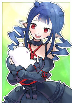 1girl blue_hair commission dizzy_dokuro phase_connect pointy_ears red_eyes second-party_source skeb_commission tagme virtual_youtuber