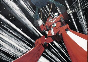 1980s_(style) densetsu_kyojin_ideon g26 gun highres ideon mecha oldschool retro_artstyle robot space weapon