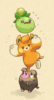 Rule 34 | :d, commentary request, dot nose, flying sweatdrops, full body, lechonk, nintendo, no humans, nostrils, o o, open mouth, pawmi, pokemon, pokemon (creature), pokemon focus, simple background, smile, smoliv, thanks 0u0, wavy mouth