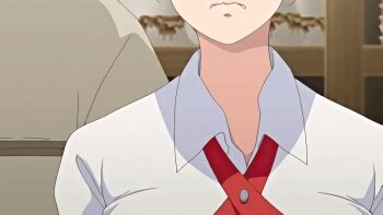 10s 1boy 1girl 2019 age_difference animated animated_gif blush brown_eyes brown_hair cheating_(relationship) earrings housewife implied_fingering indoors jewelry mature_female mole mole_under_eye okusan_(yue_ni_hitozuma_wa_netorareta) queen_bee_(animation_studio) restaurant standing surprised tagme waitress waitress_uniform yue_ni_hitozuma_wa_netorareta