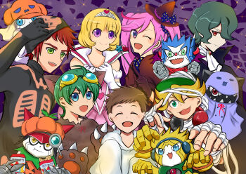 Rule 34 | appmon, asuka torajirou, digimon, digimon universe: appli monsters, dokamon, gatch monaka, gatchmon, hackmon (appmon), halloween, highres, karan eri, kashiki ai, katsura hajime, katsura rei, musimon, offmon, ozora yujin, shinkai haru, tagme