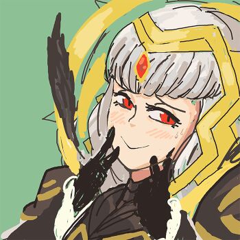 Rule 34 | blush, davewaterfalls, fire emblem, fire emblem heroes, hands on own face, nintendo, red eyes, straight bangs, sweat, tiara, unfinished, veronica (brave princess) (fire emblem), veronica (fire emblem), white hair