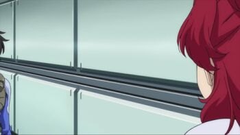 1boy 1girl animated animated_png anime_screenshot black_hair breasts brown_eyes dark-skinned_male dark_skin defeated_villainess earrings female_pervert forced_kiss freckles gundam gundam_00 humiliation jewelry kiss large_breasts nena_trinity pale_skin pervert pushing_away red_hair rejection screaming setsuna_f._seiei sexual_harassment stud_earrings twintails yellow_eyes