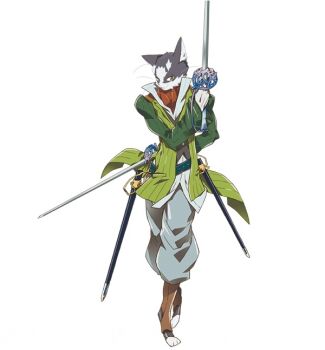 Rule 34 | 10s, 1boy, animal ears, belt, cat ears, full body, green eyes, hara kazuhiro, holding, holding sword, holding weapon, log horizon, looking at viewer, male focus, nyanta (log horizon), official art, pants, rapier, simple background, solo, standing, sword, weapon, white background