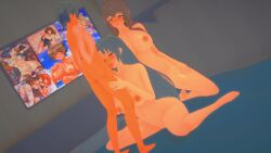 1boy 2girls 3d age_difference alice_soft animated asatsuyu_sayoko bed_sheet completely_nude fellatio highres indoors interior jewelry koikatsu kuroda_akimi looking_at_viewer multiple_girls natsuki_miyuri netorare nude oral ring shota sound tagme tatsuki_jun tsumamigui tsumamigui_(series) tsumamigui_3 video voice_actor wedding_ring