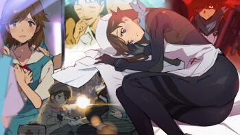 1girl alternate_hair_length alternate_hairstyle angry artist_request ass ass_focus before_and_after breasts brother_and_sister brown_eyes brown_hair crying crying_with_eyes_open evangelion:_3.0_you_can_(not)_redo fetal_position flashback hat huge_ass ikari_shinji long_hair looking_at_another looking_at_viewer looking_to_the_side lying mecha_pilot_suit medium_breasts mirror neon_genesis_evangelion photo_(object) plugsuit_(evangelion) rebuild_of_evangelion school_uniform sequential siblings sitting smile suzuhara_sakura suzuhara_touji tears thinking very_long_hair