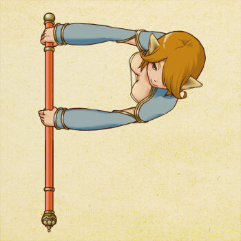 Rule 34 | 1girl, alphabet, animal ears, bad id, bad pixiv id, bikini, bikini top only, blue eyes, brown hair, female focus, from above, genderswap, genderswap (mtf), journey to the west, letter pose, monkey ears, polearm, short hair, solo, staff, sun wukong, swimsuit, weapon, yuuhei