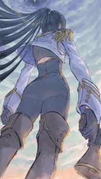 1girl absurdres ass boots gloves gun highres ponytail tagme weapon yukimochi_(yume)