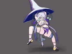 1girl animated arms_up artist_request bound bound_arms bound_legs breasts female_ejaculation hat large_breasts nude original pixel\ restrained spread_legs tagme tentacle_sex tentacles vaginal video witch_hat