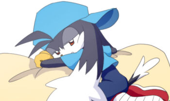 artist_request bandai_namco bent_over black_fur cat child furry hat kaze_no_klonoa klonoa kneeling long_ears looking_at_viewer pillow shirt shorts shota yellow_eyes