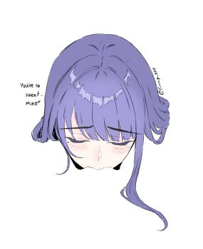 Rule 34 | 2girls, blending, blush, closed eyes, commentary, cunnilingus, english text, foxxy 888, genshin impact, hashtag-only commentary, highres, long hair, mole, mole under eye, multiple girls, oral, purple hair, pussy, raiden shogun, symbol-only commentary, twitter username, yae miko, yuri