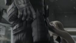 1boy 1girl 3d animated ass backless_bodysuit backless_outfit battle blonde_hair blood blood_on_clothes blue_eyes bodysuit boots breasts death elbow_pads fighting hair_over_one_eye highres impaled kicking leon_s._kennedy lifting_person maria_gomez medium_breasts military_uniform punching resident_evil resident_evil:_death_island sound tagme thigh_boots throat_grab video