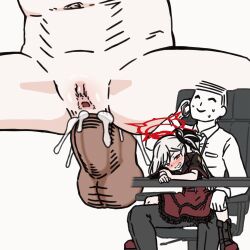 1boy 1girl anal animated animated_gif black_boots black_jacket blue_archive blush boots chair clothed_sex cum cum_in_ass cum_overflow doodle_sensei_(blue_archive) drifter drifter_(jrft3475) grey_hair grin halo hetero jacket loli long_hair long_sleeves mutsuki_(blue_archive) on_chair penis pussy red_halo red_skirt sensei_(blue_archive) sex sitting skirt smile solo_focus testicles uncensored