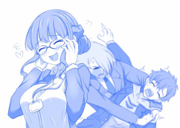 1girl 2boys anosillus_ii anti_(ssss.gridman) asanaka_yomogi gridman_universe highres multiple_boys ssss.dynazenon viperxtr