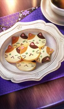 Rule 34 | after time valentine 2026, animal-themed food, artist request, cat, commentary request, cookie, drink, fate/grand order, fate (series), food, food focus, no humans, official art, plate, still life, third-party source