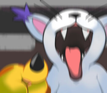 digimon digimon_(creature) gloves laughing meme niconicomuda open_mouth sharp_teeth tailmon teeth