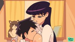 1boy 1girl ? animal_ears animated ass audible_music audible_speech bed bedroom black_eyes black_hair blush bottomless breasts chair clitoris clothed_sex couple cowgirl_position cum cum_in_pussy cum_overflow cumdrip curtains deep_penetration doll dreaming english_text fake_animal_ears hand_on_another's_ass hands_on_another's_face hands_on_face happy_sex hetero highres hug hugging_each_other imagining indoors komi-san_wa_komyushou_desu komi_shouko large_breasts long_hair mating_press missionary moaning natekaplace nipples on_bed penis portrait_(object) pubic_hair pussy room school_uniform sex shirt short_hair sound spread_legs squeezable_(squeezabledraws) straddling subtitled sweater t-shirt tadano_hitohito third-party_edit tissue tissue_box translated ugoira uncensored vaginal video window