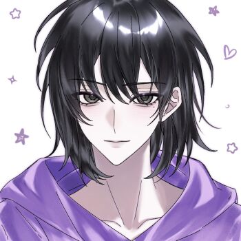 1girl aegyo_sal artist_request black_eyes black_hair bob_cut han_sooyoung hood hood_down hoodie looking_at_viewer mole mole_under_eye omniscient_reader&#039;s_viewpoint portrait purple_hoodie second-party_source short_hair smile solo