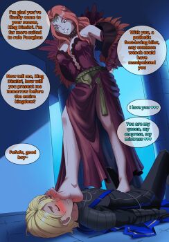 absurdres barefoot cornelia_arnim danikenji dimitri_alexandre_blaiddyd femdom fire_emblem fire_emblem:_three_houses footjob highres nintendo second-party_source tagme
