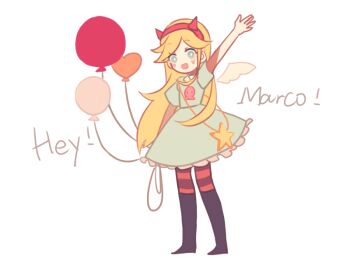 1girl :d arm_at_side arm_up bag balloon black_boots blonde_hair blue_eyes boots bright_pupils chinese_commentary commentary_request dress english_text facial_mark fake_horns flat_chest full_body grey_dress hair_flaps hairband heart heart_balloon heart_facial_mark holding holding_balloon horn_hairband horns knee_boots long_hair looking_at_viewer no_nose open_mouth pantyhose petticoat red_hairband red_pantyhose short_sleeves shoulder_bag simple_background single_wing smile solo star_(symbol) star_butterfly star_vs_the_forces_of_evil striped_clothes striped_pantyhose uchikaze very_long_hair waving white_background white_pupils white_wings wings yellow_bag