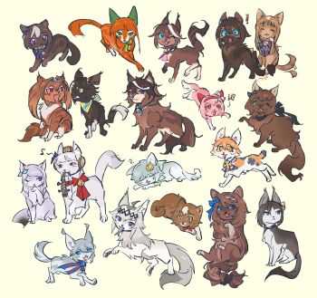 ! +_+ absurdres ahoge air_groove_(umamusume) alternate_species animal animal_ears animalization aqua_bow ascot bandana bandana_around_neck belno_light_(umamusume) black_fur blue_eyes blunt_bangs borrowed_hairstyle bow braid brown_fur brown_hair brown_hat bug butterfly cat cat_ears cat_tail character_request check_character closed_mouth daiwa_scarlet_(umamusume) domino_mask ear_bow ear_covers el_condor_pasa_(umamusume) eye_mask fang fish flower food_in_mouth gold_ship_(umamusume) grass_wonder_(umamusume) green_eyes grey_fur hair_flower hair_intakes hair_ornament hairband haru_urara_(umamusume) hat headband highres insect jewelry licking_paw lizard maruzensky_(umamusume) mask matikanefukukitaru_(umamusume) mejiro_mcqueen_(umamusume) mouth_hold multicolored_hair musical_note oguri_cap_(umamusume) one_eye_closed open_mouth orange_fur orange_hair pillbox_hat pink_ascot pink_eyes pink_fur pink_headband purple_bow purple_eyes recursive_animalization red_headband seiun_sky_(umamusume) short_hair silence_suzuka_(umamusume) sleeping smile special_week_(umamusume) stepping_on_another&#039;s_tail streaked_hair sunflower sunflower_hair_ornament super_creek_(umamusume) symboli_rudolf_(umamusume) tail tanukimo_imo tiara tokai_teio_(umamusume) tongue tongue_out umamusume umamusume:_cinderella_gray vodka_(umamusume) white_fur white_hair yellow_bow