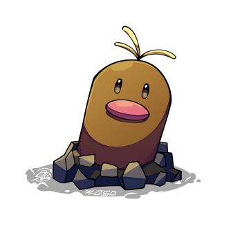 alolan_diglett alolan_form gen_7_pokemon looking_at_viewer mistray-art nintendo no_humans numbered pokemon pokemon_(creature) signature simple_background solo white_background