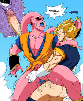 1cuntboy ass black_hair black_sclera blonde_hair blush clitoris colored_sclera colored_skin crying cum cum_in_pussy cum_on_body cuntboy cuntboy_with_male dragon_ball dragonball_z earrings erection heart heart-shaped_pupils jewelry looking_at_another majin_buu majinbuusama motion_lines muscular muscular_male open_mouth pectorals penis pink_skin potara_earrings pussy sex super_buu super_saiyan symbol-shaped_pupils vaginal vegetto x-ray yaoi