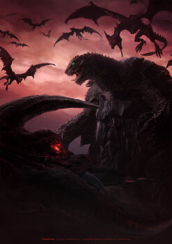 3d alternate_official_art artist_request claw_mark claws cloud cloudy_sky crest dusk emaciated engi_(animation_studio) english_text flying gamera gamera_(series) gamera_-rebirth- giant giant_monster glowing glowing_eyes green_eyes gyaos highres horns jiger kadokawa kaiju key_visual long_tongue monster movie_poster_(medium) multiple_persona no_humans official_art open_mouth overcast promotional_art red_eyes sea_monster sharp_teeth shell show_poster single_horn sky slit_pupils symbol tail talons teaser_poster teeth title tongue tongue_out torn_wings turtle turtle_shell tusks very_long_tail wings