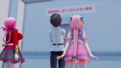 1girl 2boys 3d 60+fps anal animated ass astolfo_(fate) astolfo_(sailor_paladin)_(fate) black_hair black_pants blush bow braid braided_ponytail breasts censored clothed_sex clothes crossdressing crossdressing_(mtf) cum cum_in_ass face_down fate_(series) florence_nightingale_(fate) fujimaru_ritsuka_(male) holstered kaotaro12 large_breasts long_sleeves looking_back male_penetrated moaning mosaic_censoring multicolored_hair multiple_boys pants penis pink_eyes pink_hair pink_skirt room_you_can't_get_out_of_unless_you_x_(meme) sailor_collar school_uniform sex sex_from_behind shirt skirt sound streaked_hair tagme thighhighs top-down_bottom-up trap video white_shirt white_thighhighs yaoi