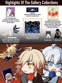 3boys alternate_form antenna_hair asymmetrical_wings black_choker black_jacket black_shirt black_wings blonde_hair blue_eyes braid carrying carrying_person castorice_(honkai:_star_rail) chibi choker collared_shirt commentary cracked_skin english_commentary facial_tattoo flame_reaver_of_the_deepest_dark gradient_hair hair_between_eyes halo halo_behind_head highres holding holding_sword holding_weapon honkai:_star_rail honkai_(series) jacket male_focus medium_hair multicolored_hair multiple_boys mydei_(honkai:_star_rail) official_alternate_costume parted_bangs phainon_(anan)_(honkai:_star_rail) phainon_(honkai:_star_rail) phainon_(khaslana)_(honkai:_star_rail) piongpiongbiu red_hair shirt short_hair side_braid sword tattoo trianne_(honkai:_star_rail) tribbie_(honkai:_star_rail) trinnon_(honkai:_star_rail) turtleneck turtleneck_shirt weapon white_hair white_shirt wings yaoi yellow_eyes yellow_wings