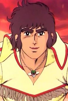 Rule 34 | 1970s (style), 1boy, anime screenshot, black eyes, brown hair, gloves, jewelry, koutetsu jeeg, male focus, mature male, medium hair, necklace, official art, oldschool, retro artstyle, shiba hiroshi