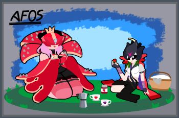 Rule 34 | 2girls, bancholilimon, banchou, delinquent, digimon, digimon (creature), fairy, flower, highres, monster girl, multiple girls, petals, plant girl, rafflesimon