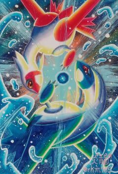 Rule 34 | brown eyes, claws, dragon, enryuu (pixiv3483358), gen 3 pokemon, highres, latias, latios, legendary pokemon, nintendo, no humans, pokemon, pokemon (creature), pokemon focus, red eyes, water, wings, yellow eyes