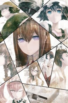 3boys 5girls :3 adam&#039;s_apple akiha_rumiho amane_suzuha animal_ear_hairband animal_ears aqua_eyes arm_belt baseball_cap beard_stubble black_bow black_hair black_shorts black_trim blonde_hair blue_dress blue_eyes blue_hat blue_jacket blue_pants bob_cut bow braid breasts broom brown_hair brown_jacket cat_ears chest_bow chihaya_(clothing) choker coat collar collarbone collared_shirt cover dress drill_hair everyone expressionless facial_hair fake_animal_ears fat fat_man fg204 frilled_collar frilled_hat frills glasses green_shirt hair_between_eyes hair_ornament hair_tie hairband hairclip hakama hakama_skirt hashida_itaru hat high_collar highres holding holding_broom huke ibn5100 jacket japanese_clothes jitome kiryuu_moeka kosode lab_coat lapels logo long_hair long_sleeves looking_at_viewer makise_kurisu mayqueen_maid_uniform medium_hair messy_hair miko multiple_boys multiple_girls necktie notched_lapels official_art okabe_rintarou one_eye_closed pants pink_eyes pink_frills pink_hair puffy_short_sleeves puffy_sleeves purple_eyes purple_trim red_hakama red_necktie ribbon_choker ribbon_trim ringed_eyes science_adventure shiina_mayuri shirt short_sleeves shorts skirt skull_hair_ornament small_breasts smile steins;gate stubble t-shirt tareme time_machine track_jacket trap tsurime twin_braids twin_drills twintails urushibara_luka white_coat white_shirt wide_sleeves yellow_eyes yellow_hat