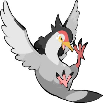animal_focus bird commentary_request full_body gen_5_pokemon kawaanago lowres nintendo no_humans open_mouth pokemon pokemon_(creature) pokemon_focus solo tranquill transparent_background yellow_eyes