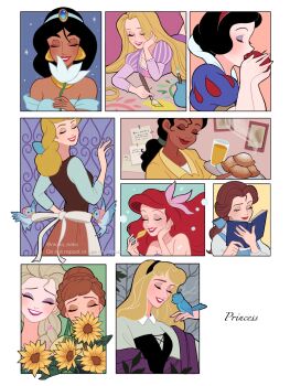 6+girls aladdin_(movie) anna_(frozen) ariel_(disney) aurora_(disney) beauty_and_the_beast_(disney) belle_(disney) blonde_hair braid cinderella_(disney_character) cinderella_(disney_movie) closed_eyes disney disney_princess dress elsa_(frozen) freckles frozen_(disney) highres jasmine_(disney) long_hair looking_at_viewer moko_eaka multiple_girls rapunzel_(disney) siblings single_braid sisters sleeping_beauty_(disney) smile snow_white_(disney) snow_white_and_the_seven_dwarfs_(disney) tangled the_little_mermaid_(disney) the_princess_and_the_frog_(disney) tiana_(the_princess_and_the_frog)