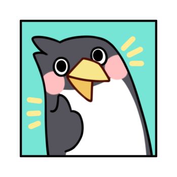 animal_focus aqua_background bird blush_stickers border commentary english_commentary inset_border looking_at_viewer no_humans notice_lines official_art open_mouth penguin solo stella_sora thumbs_up white_border