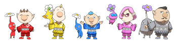 Rule 34 | 1girl, 4boys, alph (pikmin), alternate costume, big nose, black eyes, blonde hair, blue eyes, blue footwear, blue hair, blue kimono, blue pikmin, blue shorts, blue skirt, brittany (pikmin), brown hair, charlie (pikmin), checkered clothes, checkered pants, clenched hands, closed eyes, closed mouth, colored skin, commentary request, everyone, expressionless, eyelashes, facial hair, fingernails, flame print, floral print, flower, freckles, full body, glasses, grey footwear, grey kimono, grey pants, grey skin, half-closed eyes, hand on another's hand, hand on own hip, hand up, head tilt, highres, insect wings, japanese clothes, jewelry, kimono, lightning bolt print, long image, long sleeves, looking at viewer, louie (pikmin), midair, mohawk, multiple boys, mustache, naru (wish field), nintendo, no mouth, olimar, open mouth, outstretched arm, outstretched arms, own hands together, pants, pikmin (creature), pikmin (series), pink eyes, pink hair, pink kimono, pink pants, pink slippers, pointy ears, pointy nose, purple flower, red-framed eyewear, red footwear, red kimono, red pants, red pikmin, red skin, ring, rock, rock pikmin, sash, short hair, shorts, sitting on arm, skirt, slippers, smile, solid circle eyes, solid eyes, teeth, triangle mouth, triangular eyewear, upper teeth only, very short hair, water drop print, wedding ring, white background, white flower, white sash, wide image, wide sleeves, winged pikmin, wings, yellow kimono, yellow pikmin, yellow shorts, yellow skin, yellow slippers