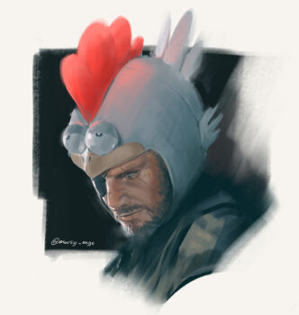 chicken_hat eyepatch male_focus metal_gear_(series) metal_gear_solid_v:_the_phantom_pain scar scar_on_face solo souyuu venom_snake
