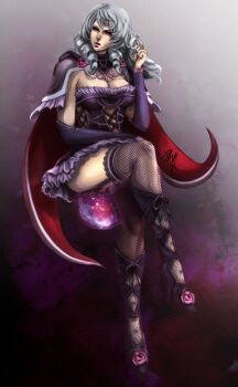 Rule 34 | 1girl, breasts, cleavage, drill hair, namco, silver hair, skirt, soul calibur, soulcalibur, soulcalibur v, viola (soulcalibur)