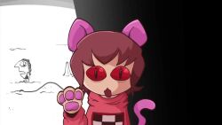 animated black_hair brown_hair cat dancing kyukkyu-kun mars-san monoe monoko poniko red_sweater sekomumasada_sensei skirt sound sweater tagme toriningen uboa video yume_nikki