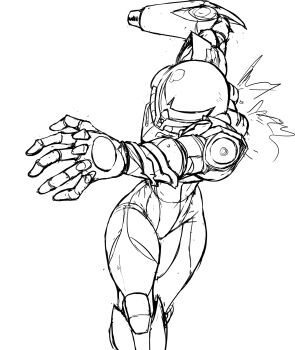 Rule 34 | fighting stance, highres, metroid, nintendo, power suit (metroid), samus aran, sketch, teevo, varia suit
