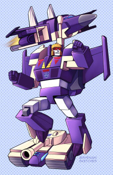 absurdres aircraft airplane airplane_wing assault_visor blitzwing cannon decepticon fighter_jet helmet highres insignia mecha mechanical_wings military_vehicle motor_vehicle robot shenani tank transformers transformers:_generation_1 wings