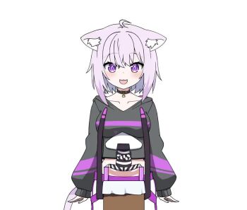 :3 animal_ears animated bouncing_breasts breast_rest breasts breasts_on_head cat_ears cat_girl cat_tail cowboy_shot fufunoko hololive hood hoodie large_breasts nekomata_okayu nekomata_okayu_(1st_costume) onigiriya purple_eyes purple_hair simple_background tagme tail video virtual_youtuber