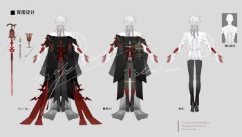 1boy absurdres black_pants earrings from_behind full_body grey_background grey_hair highres jewelry liulianjingrua long_sleeves male_focus multiple_girls original pants reference_sheet shirt tassel virtual_youtuber white_hair white_shirt